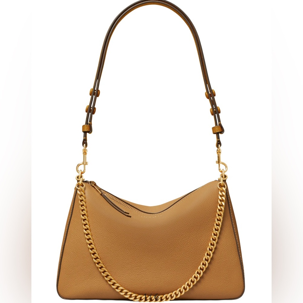 New Tory Burch Large Leather Convertible Shoulder Bag Cognac Brown - Picture 2 of 12